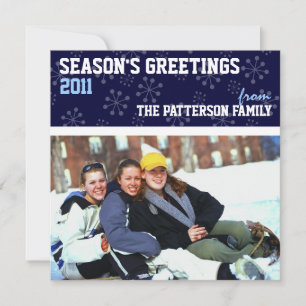 Tarjeta Festiva Sporty Seasons Greetings Holiday Photo Card Blue