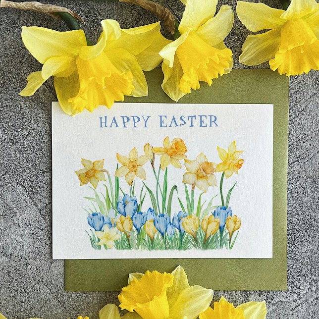 Tarjeta Festiva Spring Garden Daffodils Feliz Pascua (Subido por el creador)