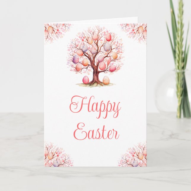 Tarjeta Festiva Spring Tree Easter Egg Hunt (Anverso)