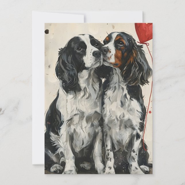 Tarjeta Festiva Springer Spaniel Día de San Valentín (Anverso)