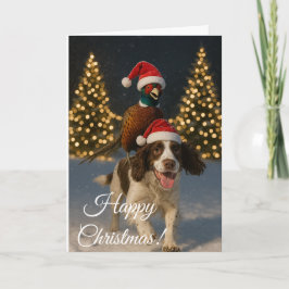 Tarjeta Festiva Springer Spaniel & Pheasant Christmas greetingcard