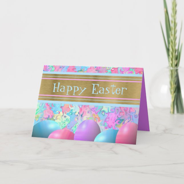 Tarjeta Festiva Springtime Happy Easter Eggs (Anverso)
