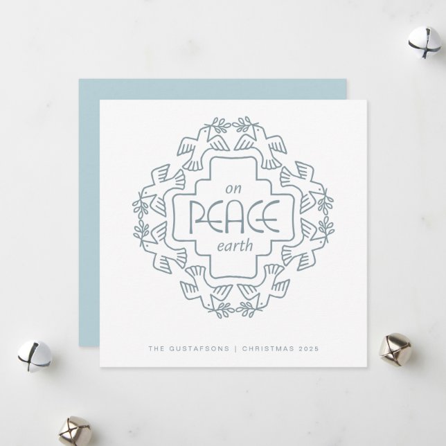 Tarjeta Festiva Spruce Peace Dove Wreath (Anverso/Reverso In Situ)