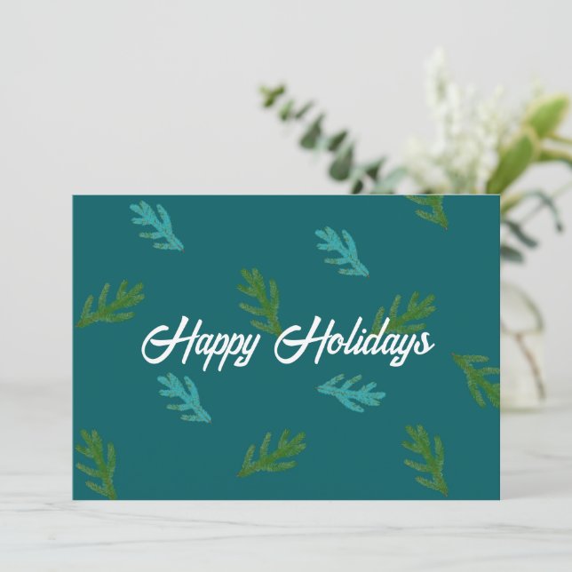 Tarjeta Festiva Spruce Twigs - Scent a Forest Happy (Anverso de pie)
