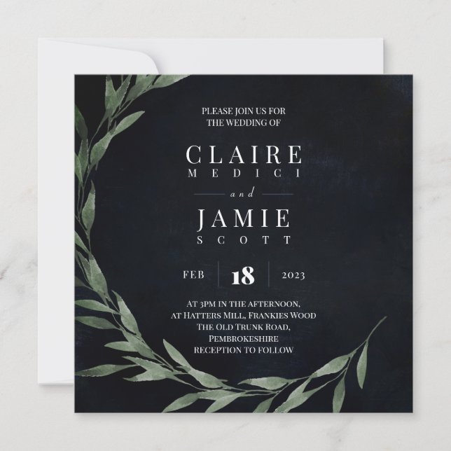 Tarjeta Festiva SQUARE INVITE Classic MEDIANOCHE (Anverso)