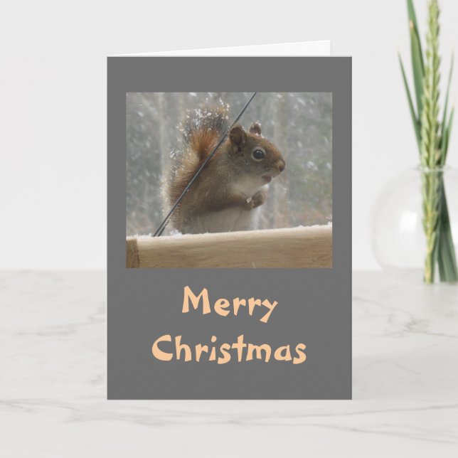 Tarjeta Festiva Squirrel Merry Christmas (Anverso)