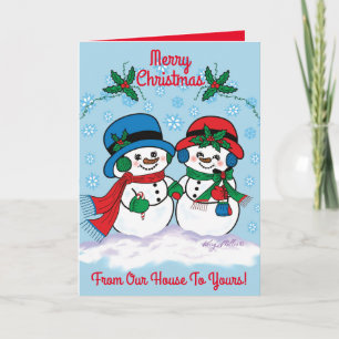 Tarjeta Festiva  Sr. Y la Sra. Frosty El Hombre De Nieve