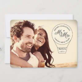 Tarjeta Festiva Sr. y la Sra. Hot Air Balloon Ride Couples Holiday