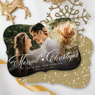 Tarjeta Festiva Sr. y Sra. First Casada Navidades Boda de fotograf