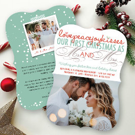 Tarjeta Festiva Sr. y Sra. First Christmas Mistletoes Photo Boda