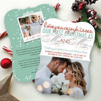 Tarjeta Festiva Sr. y Sra. First Christmas Mistletoes Photo Boda