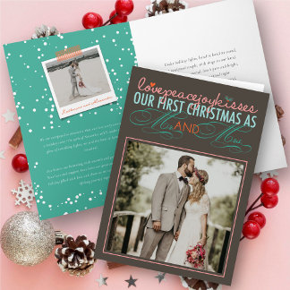 Tarjeta Festiva Sr. y Sra. First Christmas Mistletoes Photo Boda