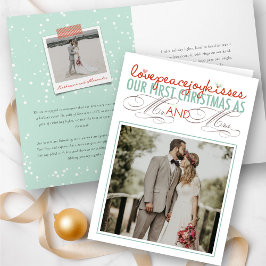Tarjeta Festiva Sr. y Sra. First Christmas Mistletoes Photo Boda