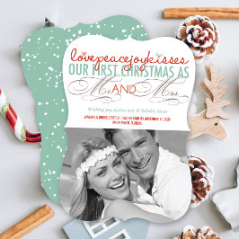 Tarjeta Festiva Sr. y Sra. First Christmas Mistletoes Photo Boda