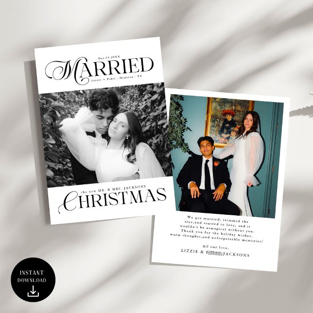 Tarjeta Festiva Sr. y Sra. Newlyweds Foto Primeros Navidades casad (Subido por el creador)