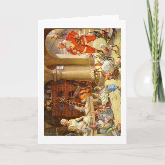 Tarjeta Festiva Sra. Claus y Santas Elves Cocinas de Navidades hor (Anverso)