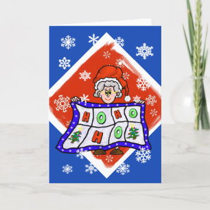 Tarjeta Festiva Sra. Santa con Navidades Quilt Greeting Card