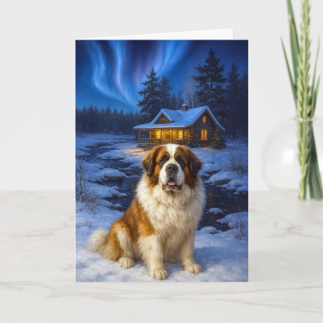 Tarjeta Festiva  St. Bernard Holiday Card (Anverso)