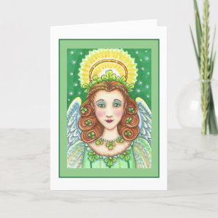 TARJETA FESTIVA ST. EL DÍA DE PATRICK SHAMROCK ANGEL, BENDICIONES
