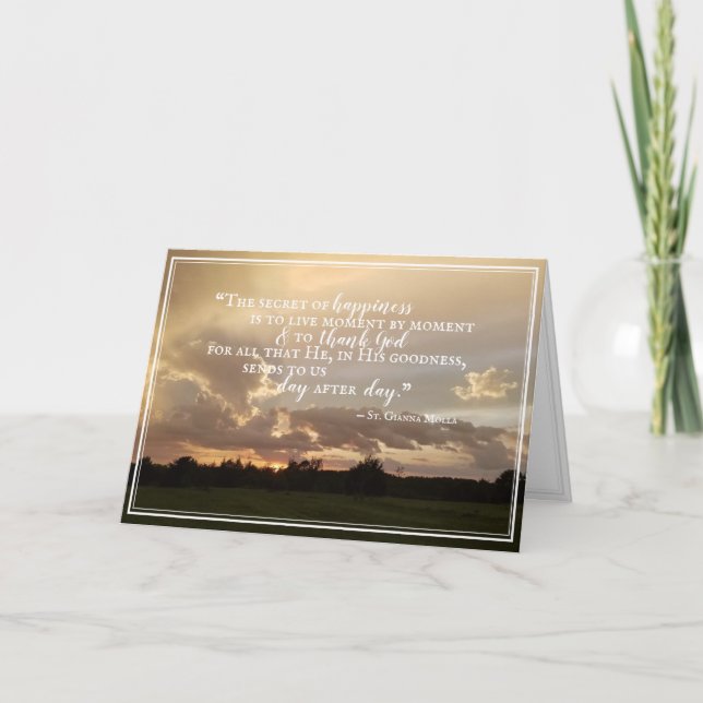 Tarjeta Festiva St. Gianna Happiness Quote Sunset Photo Art (Anverso)