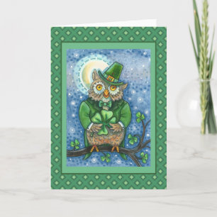 TARJETA FESTIVA ST. HOLA DEL DÍA DE PATRICK, 4 LEPRECHAUN DE COLOR