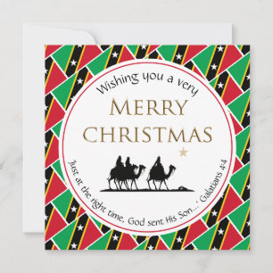 Tarjeta Festiva ST KITTS NEVIS FLAG Tres sabios hombres Navidades