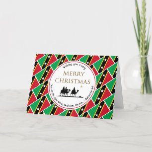 Tarjeta Festiva ST KITTS NEVIS FLAG Tres sabios hombres Navidades