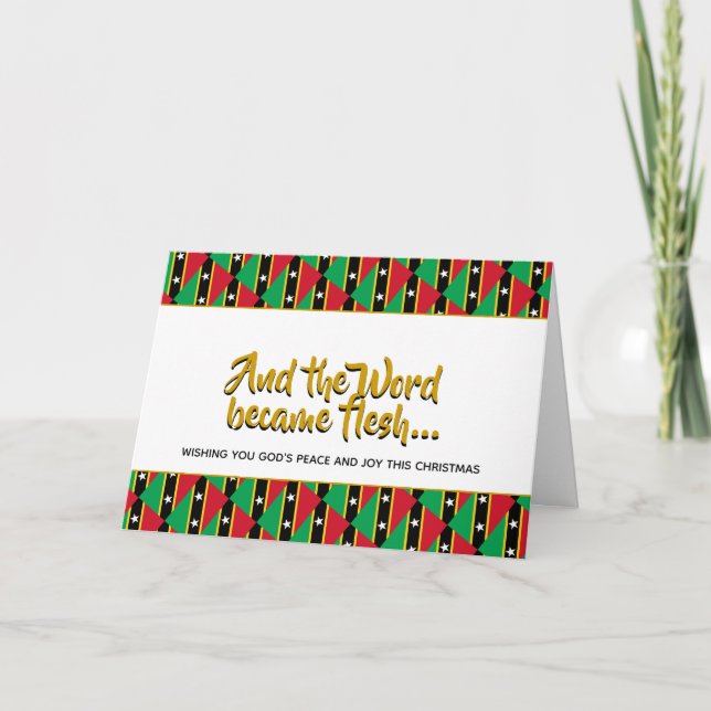Tarjeta Festiva ST KITTS & NEVIS Word se convirtió en NAVIDADES de (Anverso)