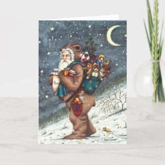 TARJETA FESTIVA ST. NICK EN TEDDY BEAR SUIT, NAVIDADES TEDDIES