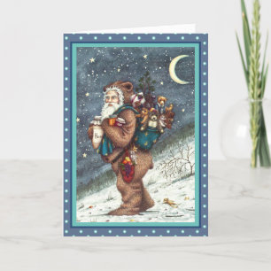 TARJETA FESTIVA ST. NICK EN TEDDY BEAR SUIT, NAVIDADES TEDDIES