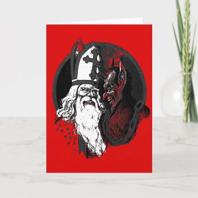 Tarjeta Festiva st nick krampus (Anverso)