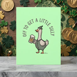 Tarjeta Festiva St Patrick Days Funny Drinking Goose