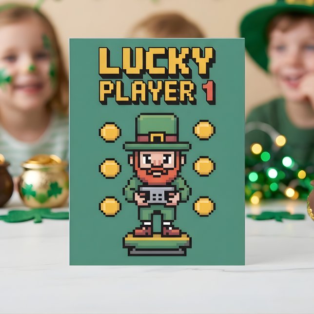 Tarjeta Festiva St Patrick Days Lucky Gamer Player (Subido por el creador)