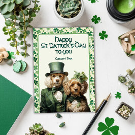 Tarjeta Festiva St. Patrick Irish Paws Duo Dog