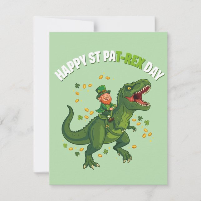 Tarjeta Festiva St Patrick’s Day Card for Boys Dinosaur (Anverso)