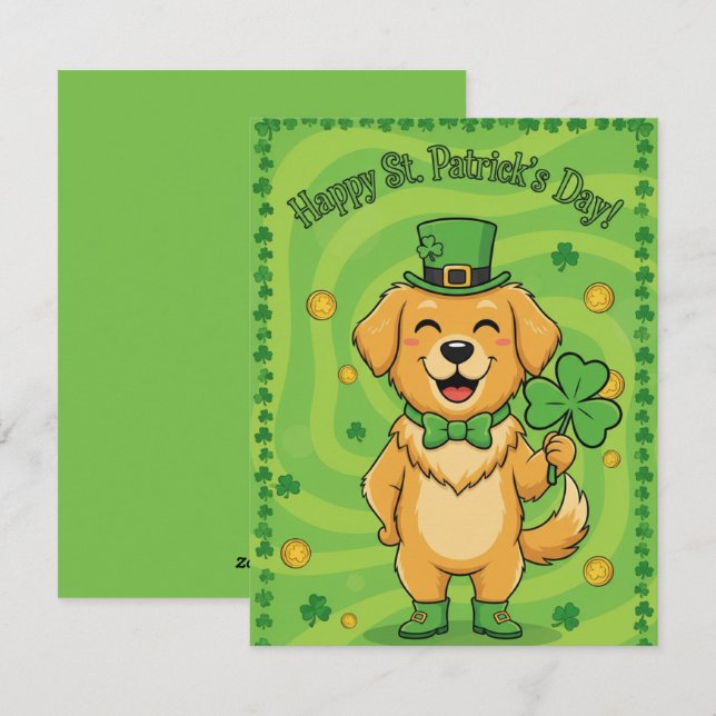 Tarjeta Festiva St Patrick’s Day Card Lucky Irish Dog (Anverso / Reverso)