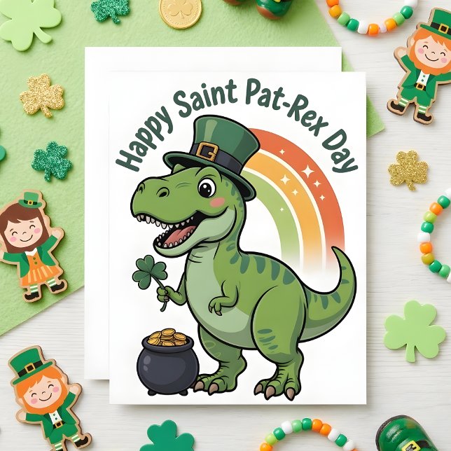 Tarjeta Festiva St Patrick’s Day Card Pat Rex Dino (Subido por el creador)