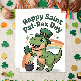 Tarjeta Festiva St Patrick’s Day Dinosaur Kids Card
