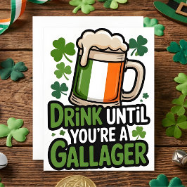 Tarjeta Festiva St Patrick’s Day Drinking Humor Card