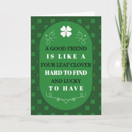 Tarjeta Festiva St. Patrick’s Day Four Leaf Clover Friendship