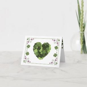 Tarjeta Festiva St. Patrick's Clover Heart