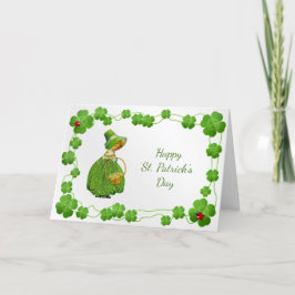 Tarjeta Festiva St Patricks Day Green Chica Shamrock