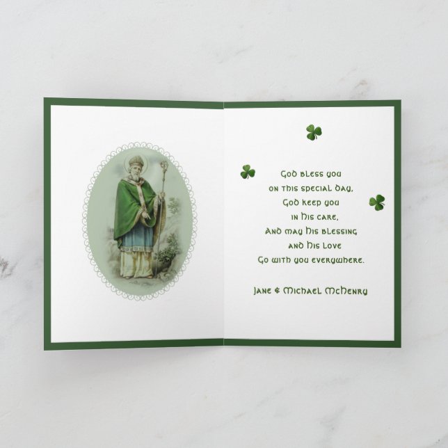 Tarjeta Festiva St. Patrick's Day Prayer Shamrock religioso (Interior)