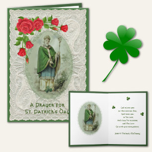 Tarjeta Festiva St. Patrick's Day Prayer Shamrock religioso
