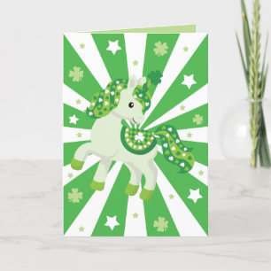 Tarjeta Festiva St. Patrick's Day shamrock lindo unicorn verde