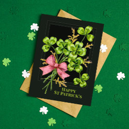 Tarjeta Festiva St Patrick's Lucky Charm Shamrocks Vintage Cute