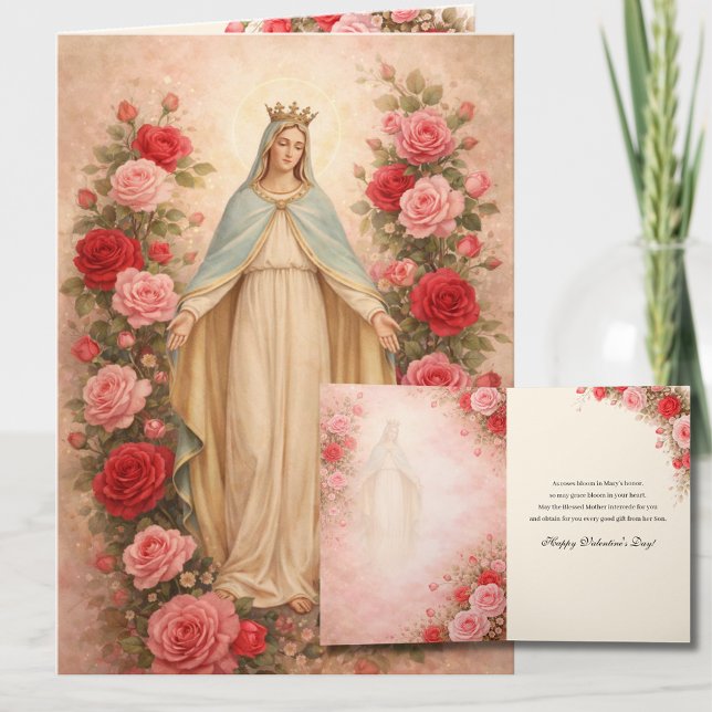 Tarjeta Festiva St. Valentines Day Blessed Virgin Floral (Subido por el creador)