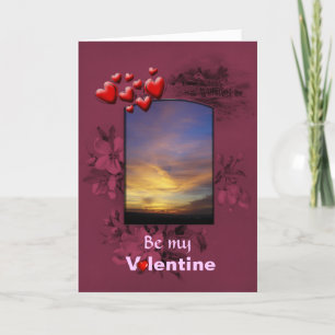Tarjeta Festiva St Valentines Day Golden Azure Sunset