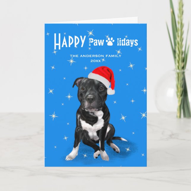 Tarjeta Festiva Staffordshire Bull Terrier Navidades Staffy Lovers (Anverso)