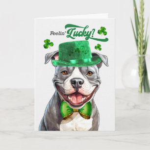 Tarjeta Festiva Staffordshire perro se siente afortunado día de Sa
